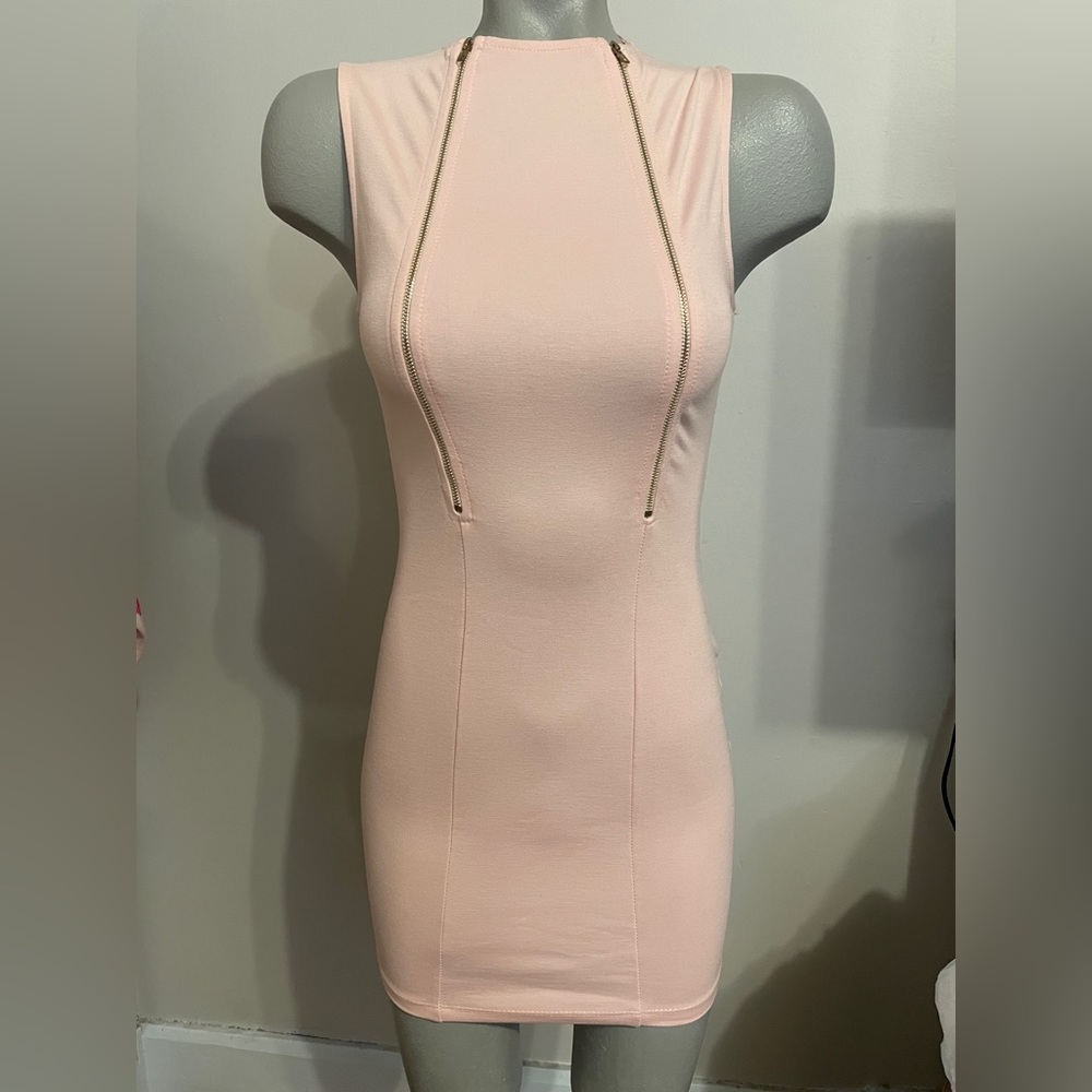 Pink Mini dress with from zippers
